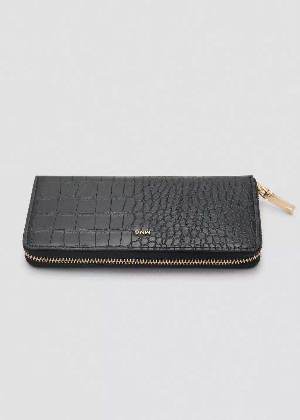 Black Coco Effect Leather Wallet, Black, large image number 0