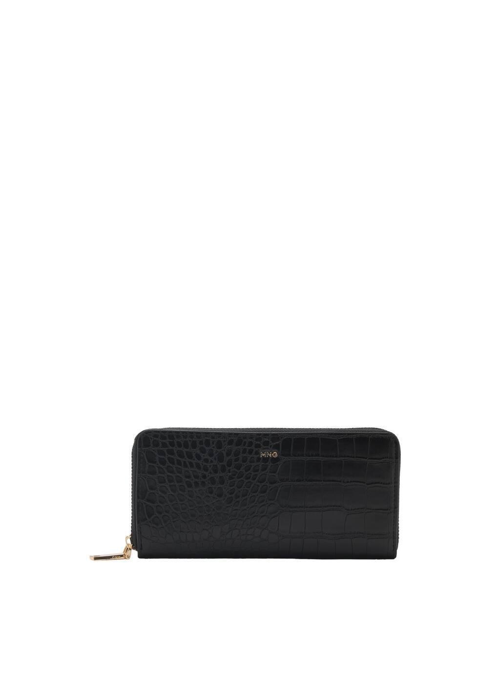 Black Coco Effect Leather Wallet, Black, large image number 2
