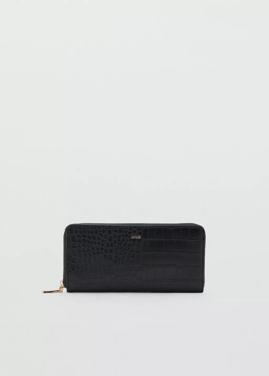 Black Coco Effect Leather Wallet, Black, large image number 4