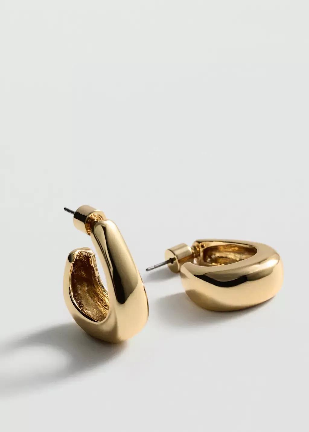 Gold Twisted Hoop Earrings, Gold, large image number 0