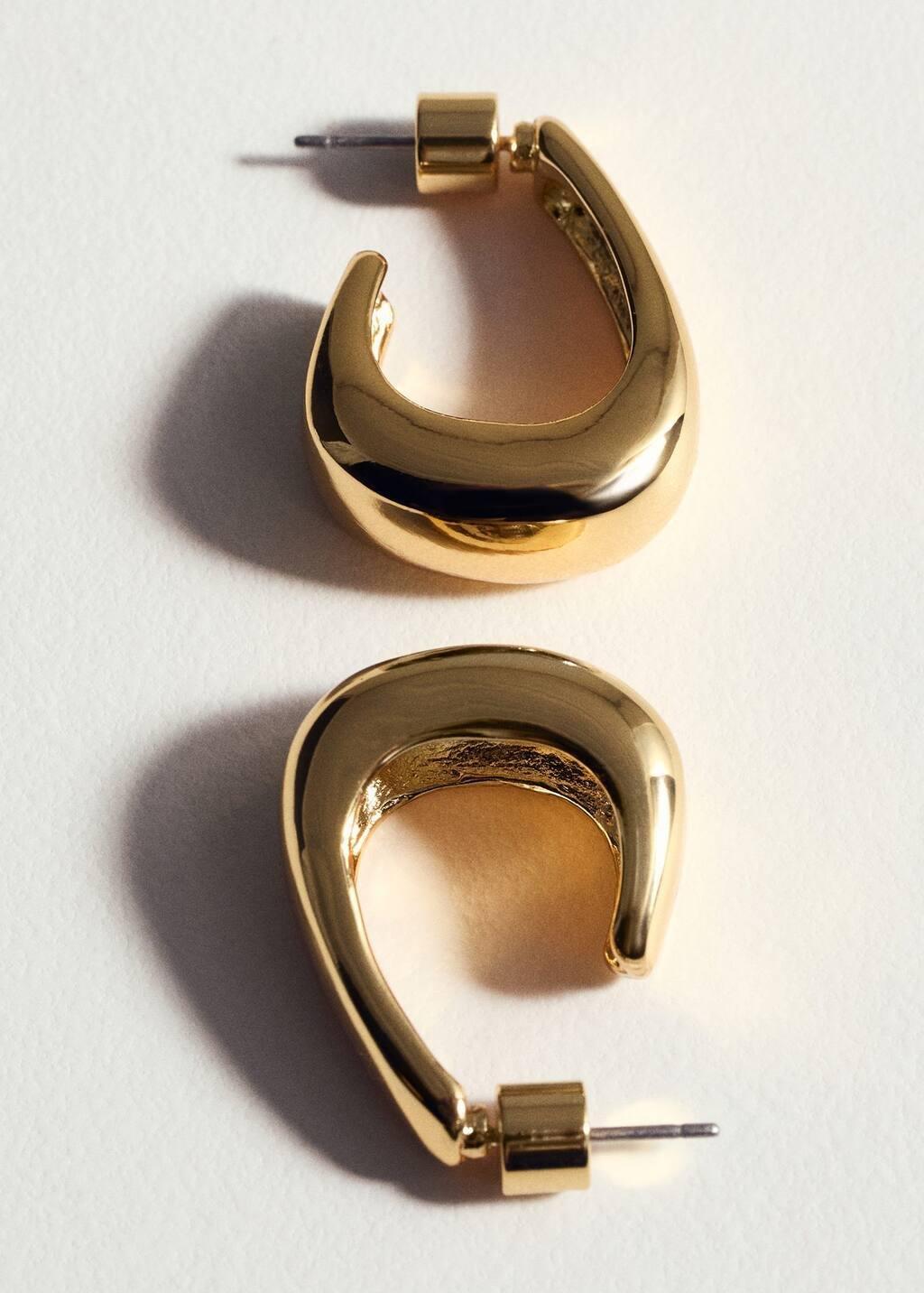 Gold Twisted Hoop Earrings, Gold, large image number 1