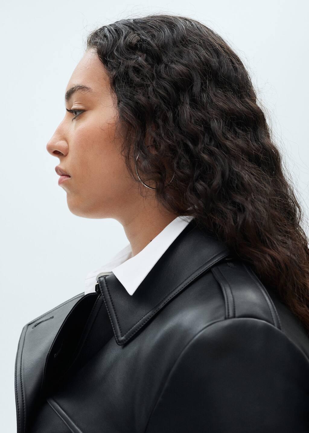 Black Leather-Effect Trench Coat, , large image number 4