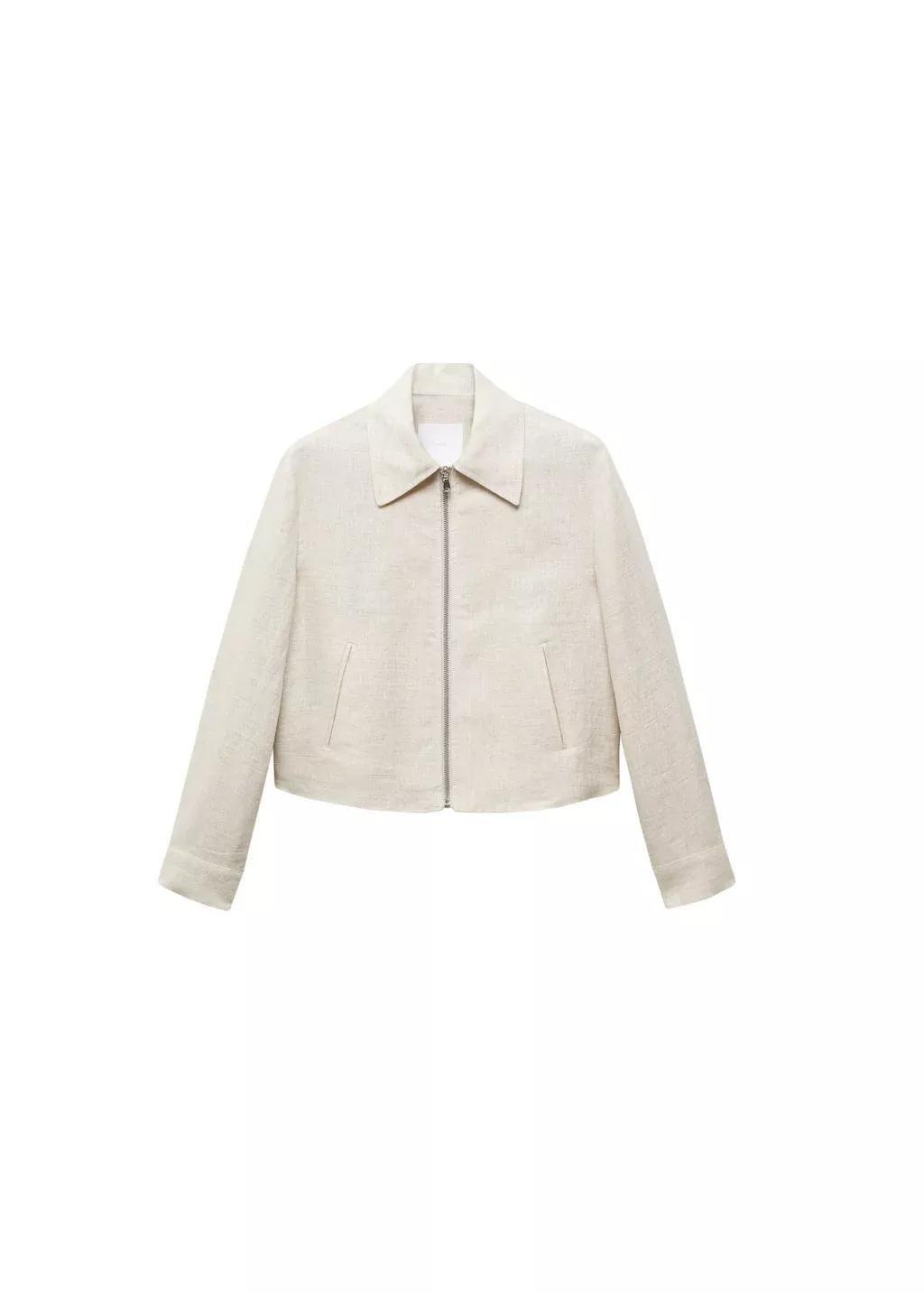 Grey Lt Pastel 100% Linen Jacket With Zip, , large image number 3