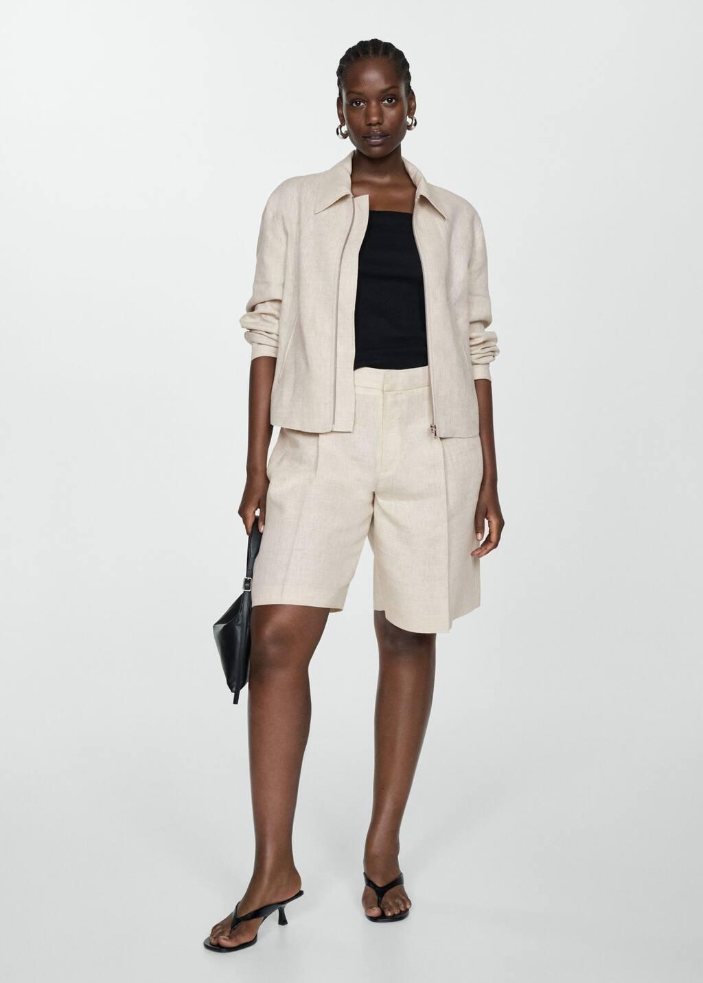 Grey Lt Pastel 100% Linen Jacket With Zip, , large image number 4