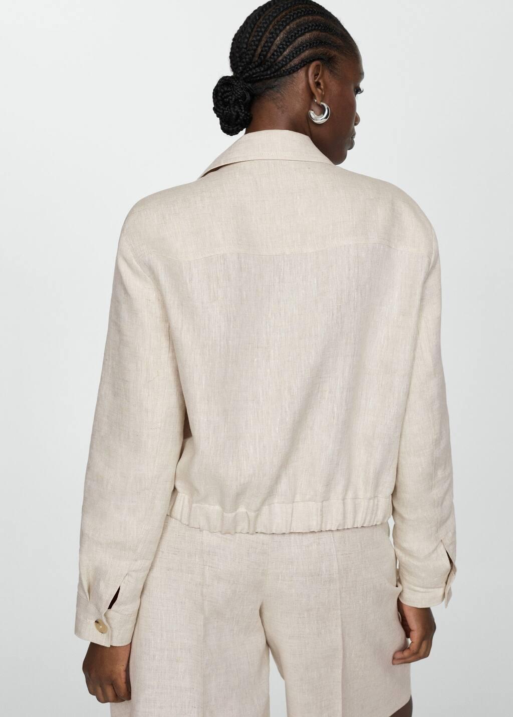 Grey Lt Pastel 100% Linen Jacket With Zip, , large image number 5