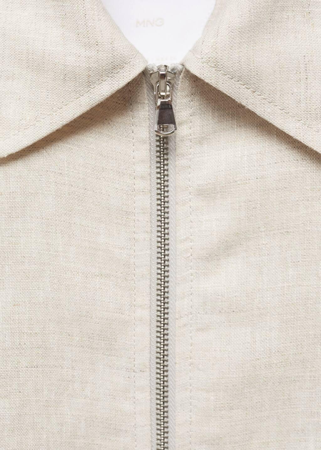 Grey Lt Pastel 100% Linen Jacket With Zip, , large image number 8