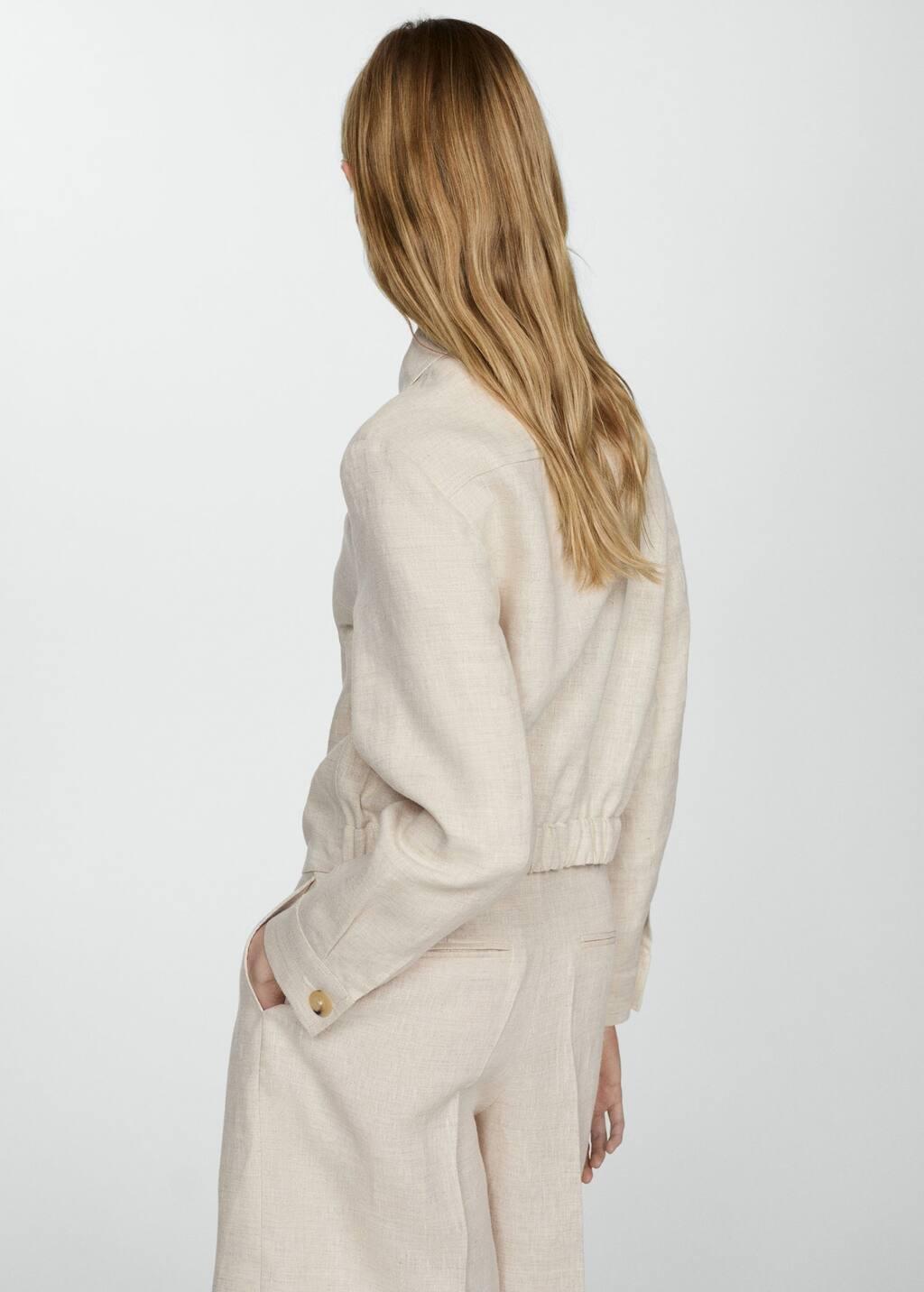 Grey Lt Pastel 100% Linen Jacket With Zip, , large image number 9