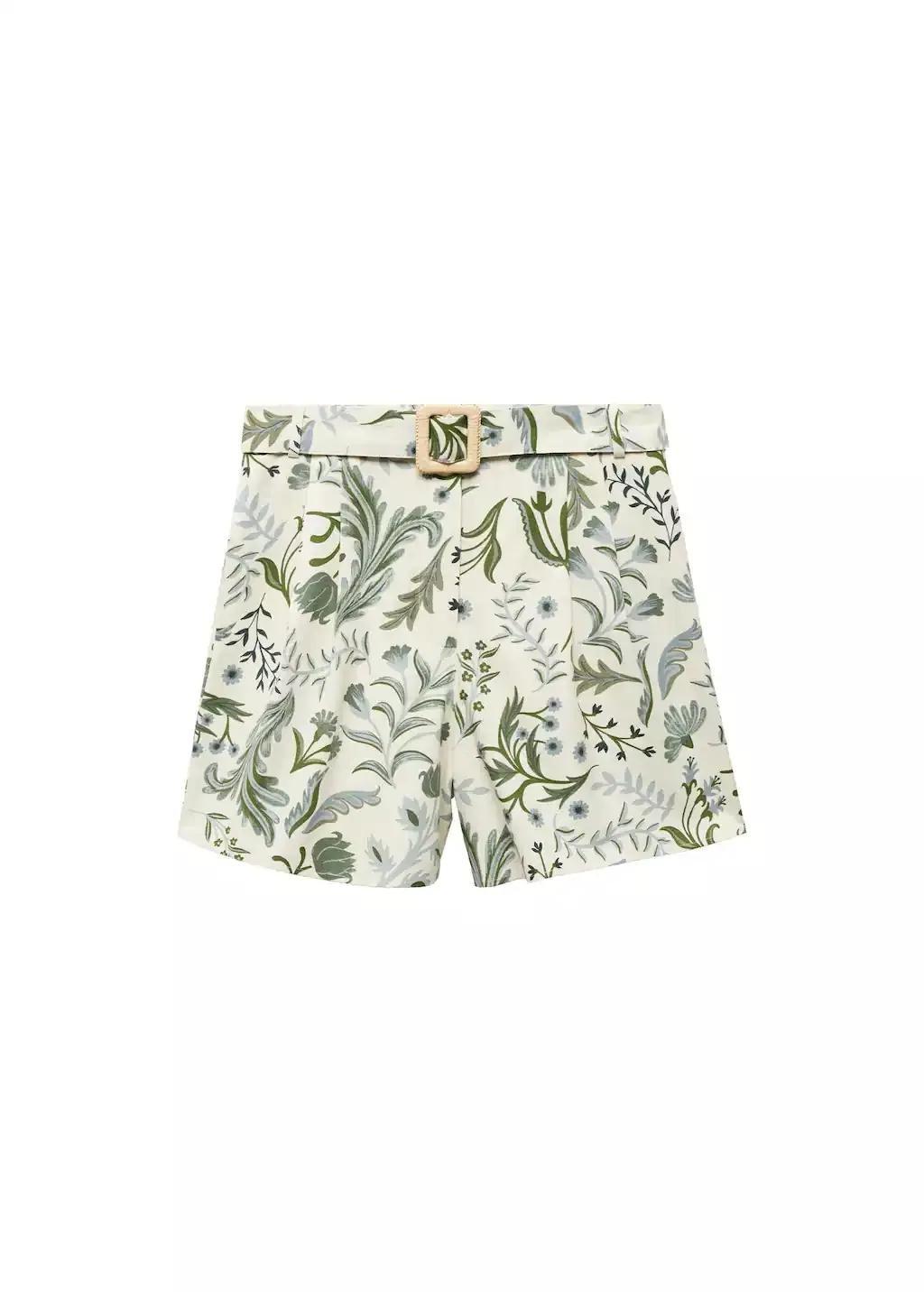 LIGHT BEIGE Printed shorts with belt, , large image number 3
