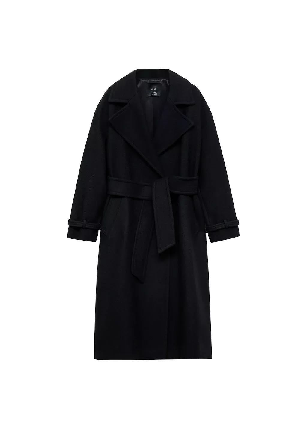 Black Maxi Lapel Manteco Wool Coat, , large image number 5
