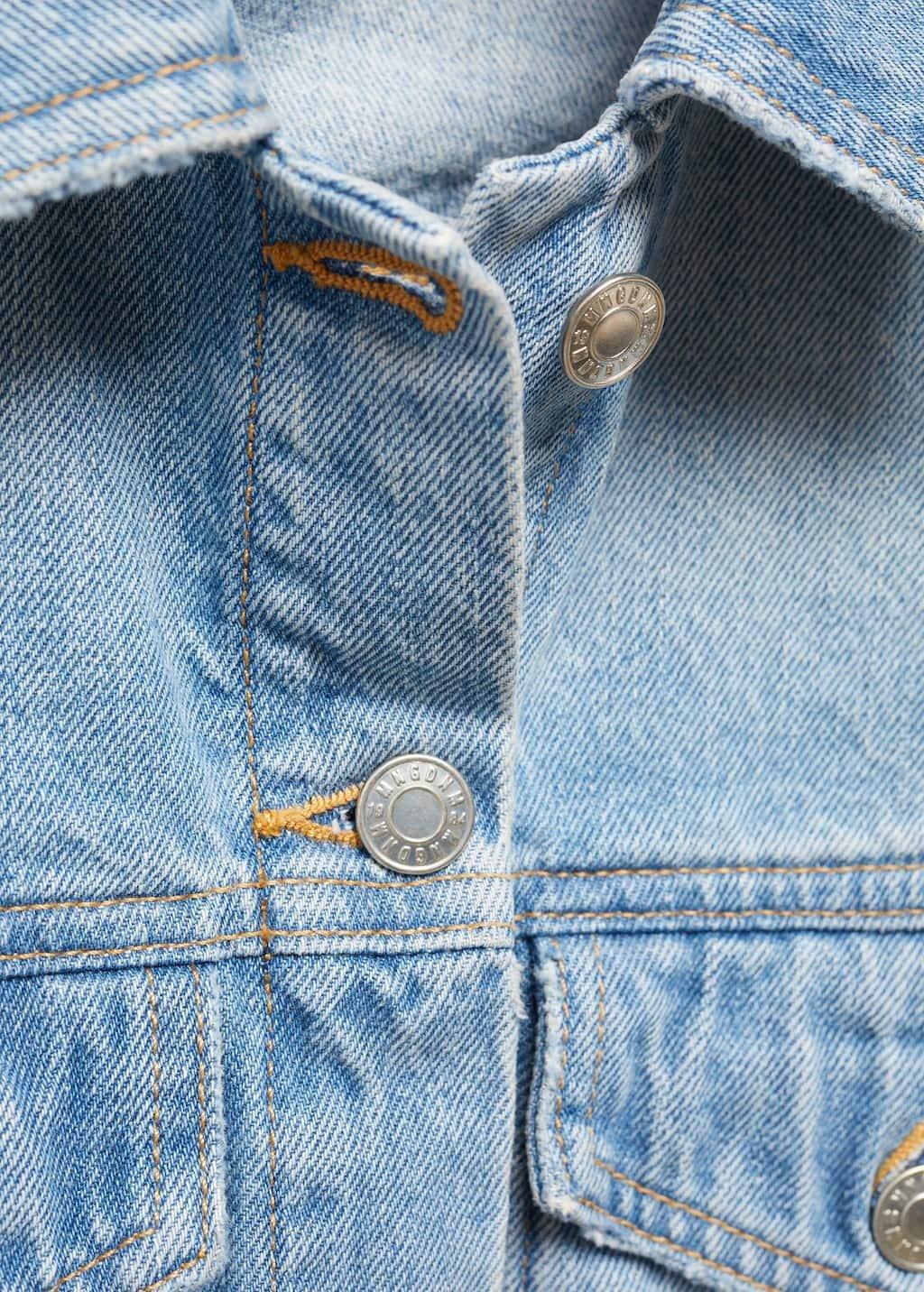 Blue Denim Jacket With Frayed Hem, , large image number 6