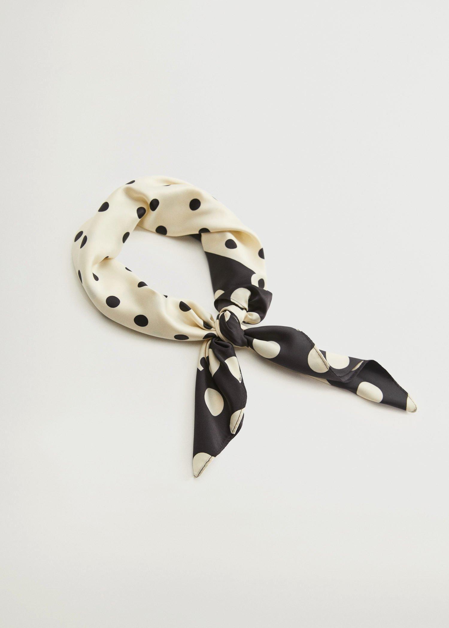 Natural White Polka-Dot Print Scarf, Women, , large image number 0