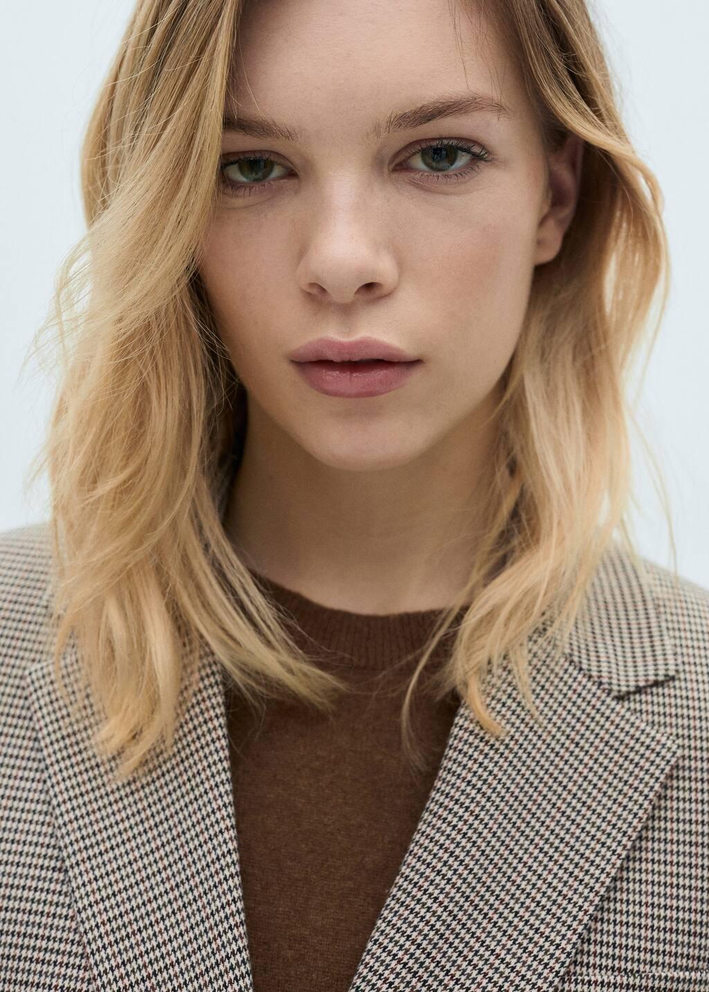 Brown Double-Breasted Blazer With Button, , large image number 1