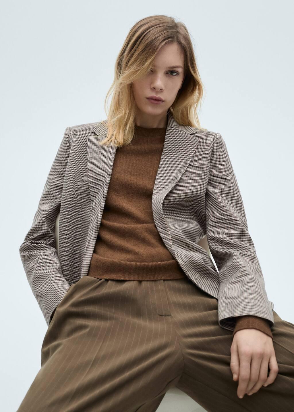 Brown Double-Breasted Blazer With Button, , large image number 2