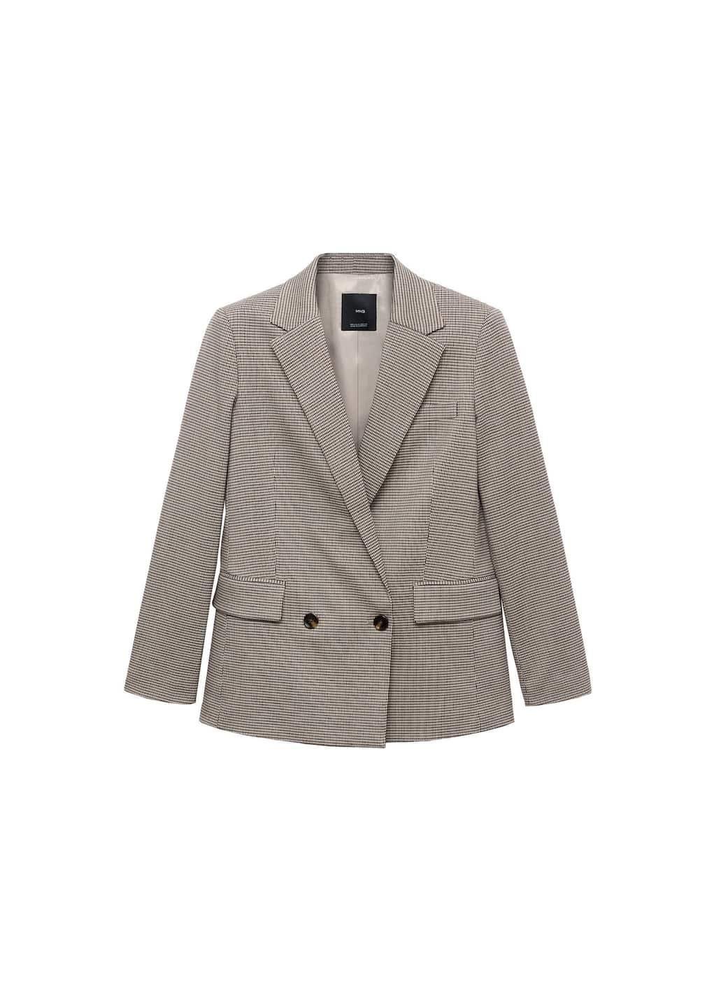 Brown Double-Breasted Blazer With Button, , large image number 3