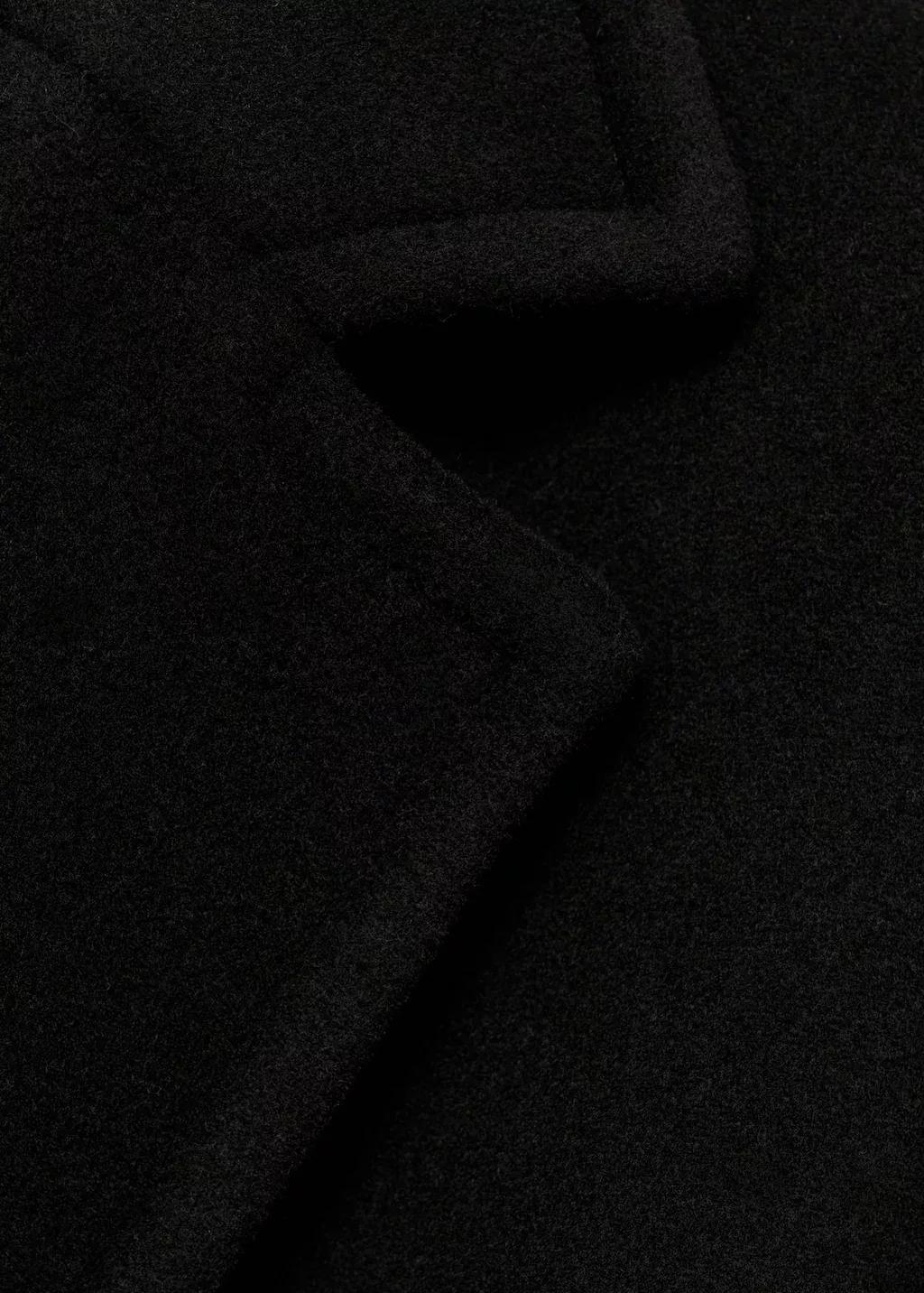 Black Double-Breasted Wool-Blend Coat, , large image number 8