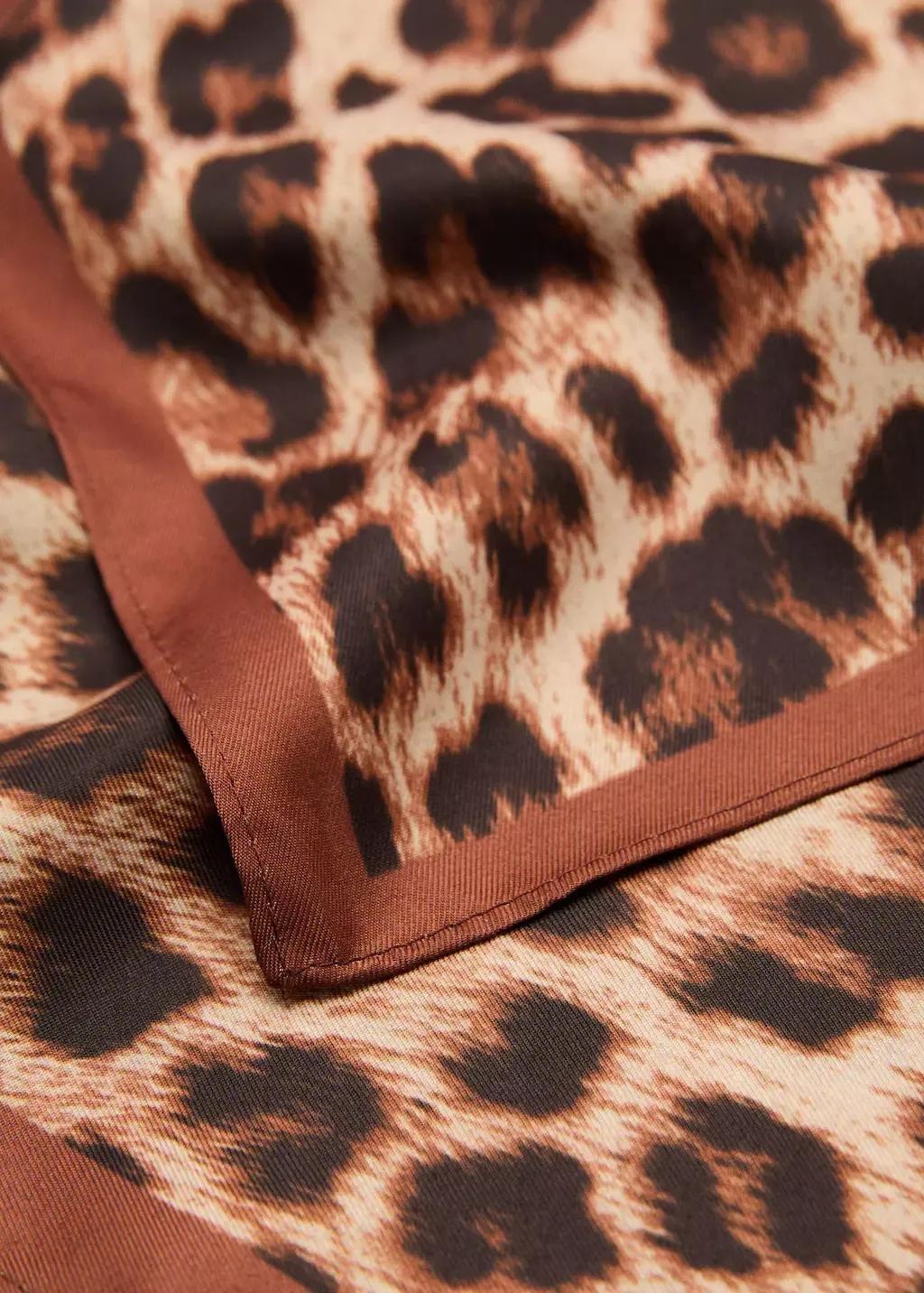 Brown Scarf With Leopard Design, , medium