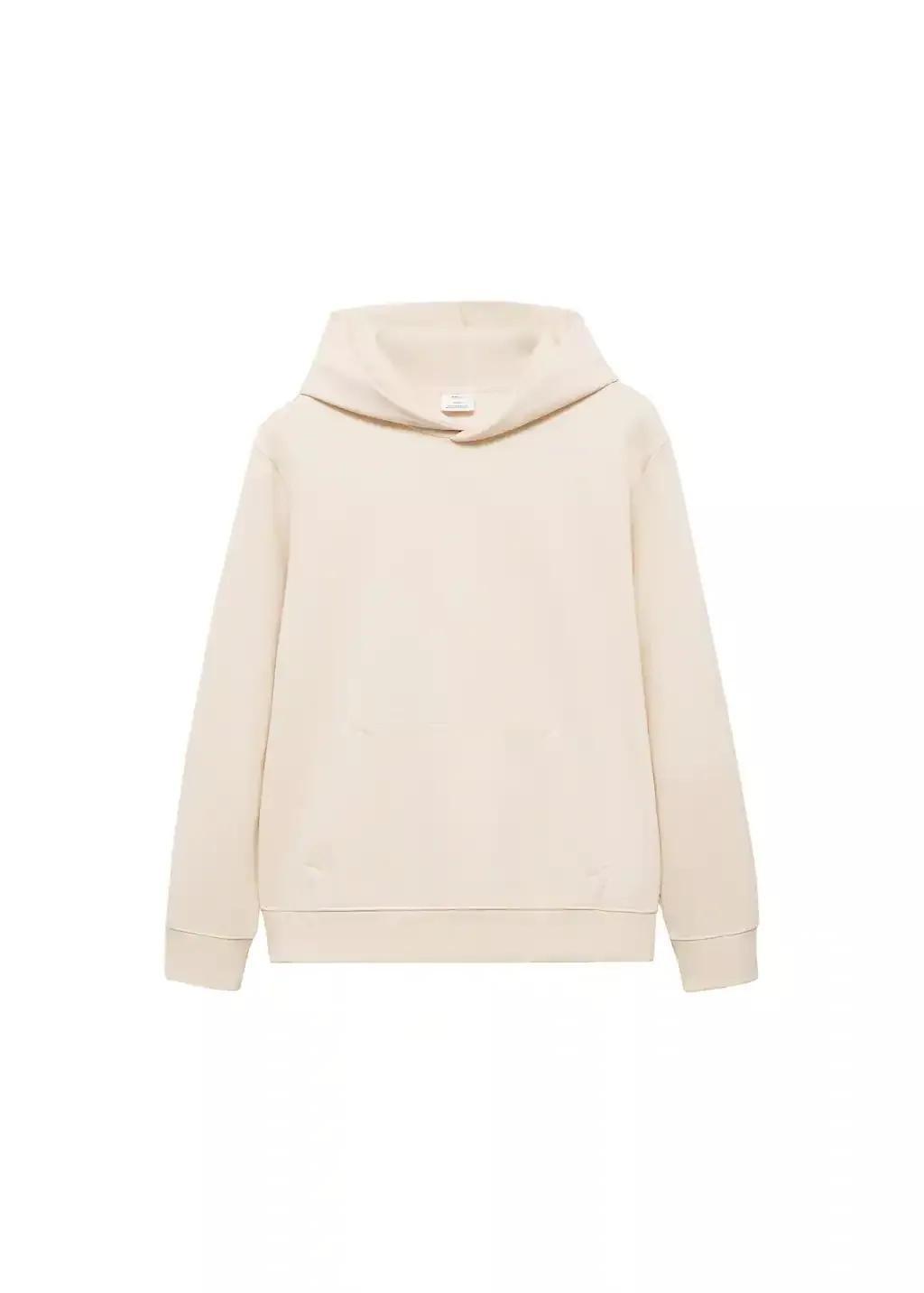 Light Beige Solid Casual Hoodie, , large image number 3