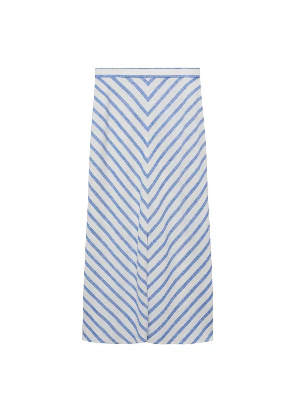 White Printed Skirt With Slit, , large image number 3