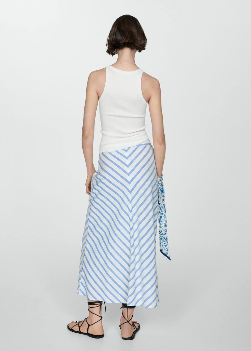 White Printed Skirt With Slit, , large image number 4