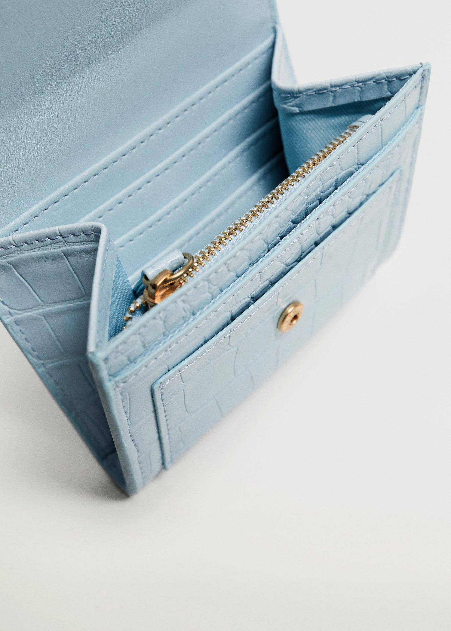 Light Pastel Blue Croc-Effect Wallet, Women, , large image number 3
