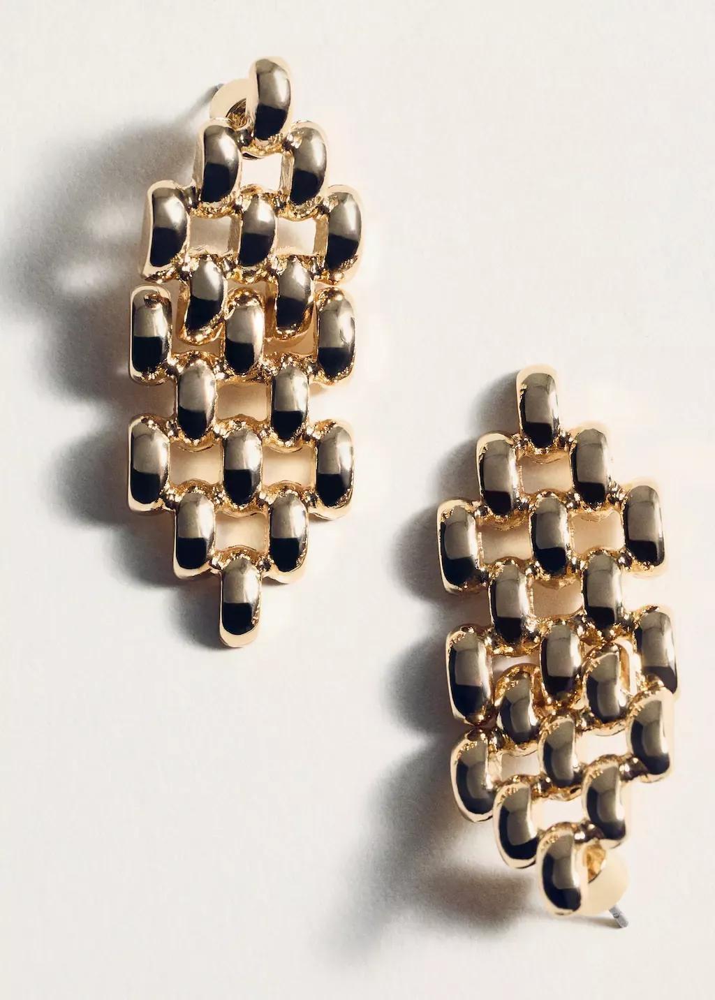 Gold Link Earrings, Gold, large image number 0