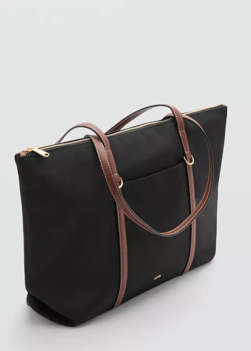 Black Shopper Bag With Double Handle, Black, large image number 0