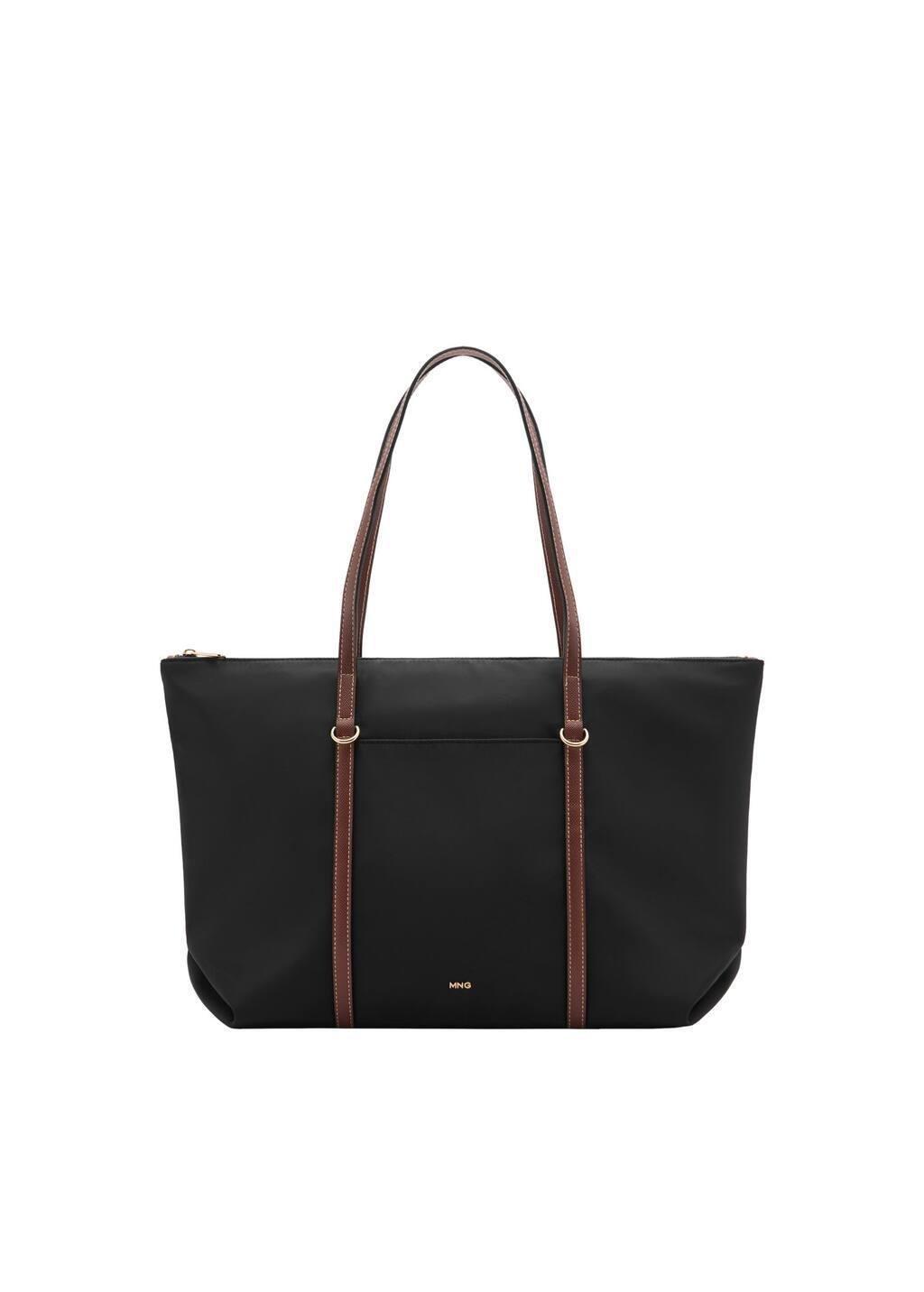 Black Shopper Bag With Double Handle, Black, large image number 3