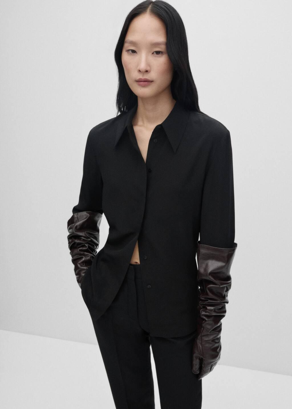 Black 100% Silk Shirt, , large image number 0