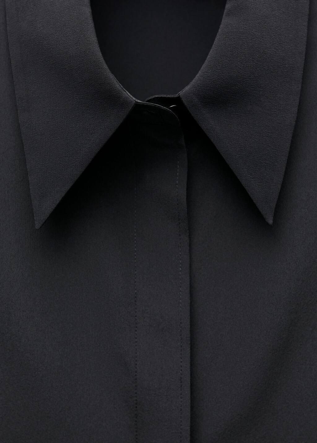 Black 100% Silk Shirt, , large image number 2