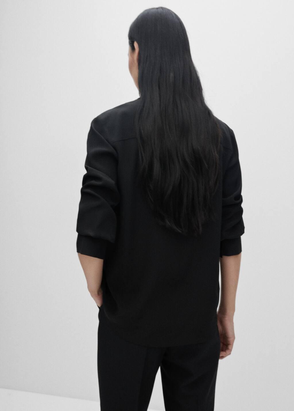 Black 100% Silk Shirt, , large image number 5