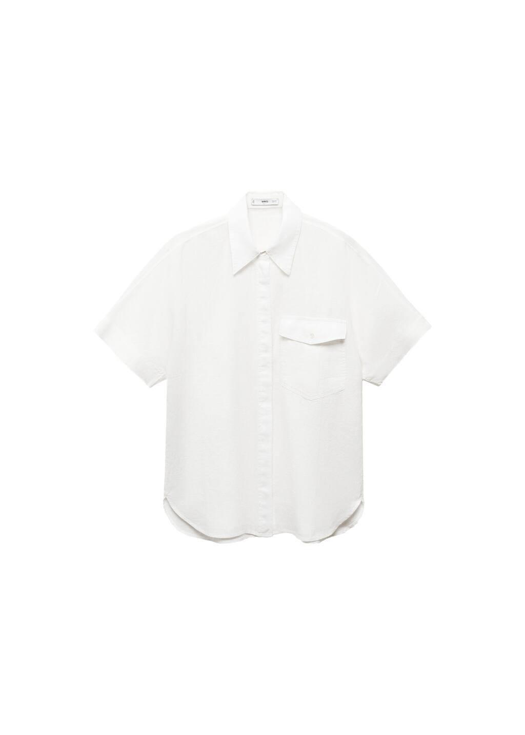 White Pocket Linen Shirt, , large image number 3