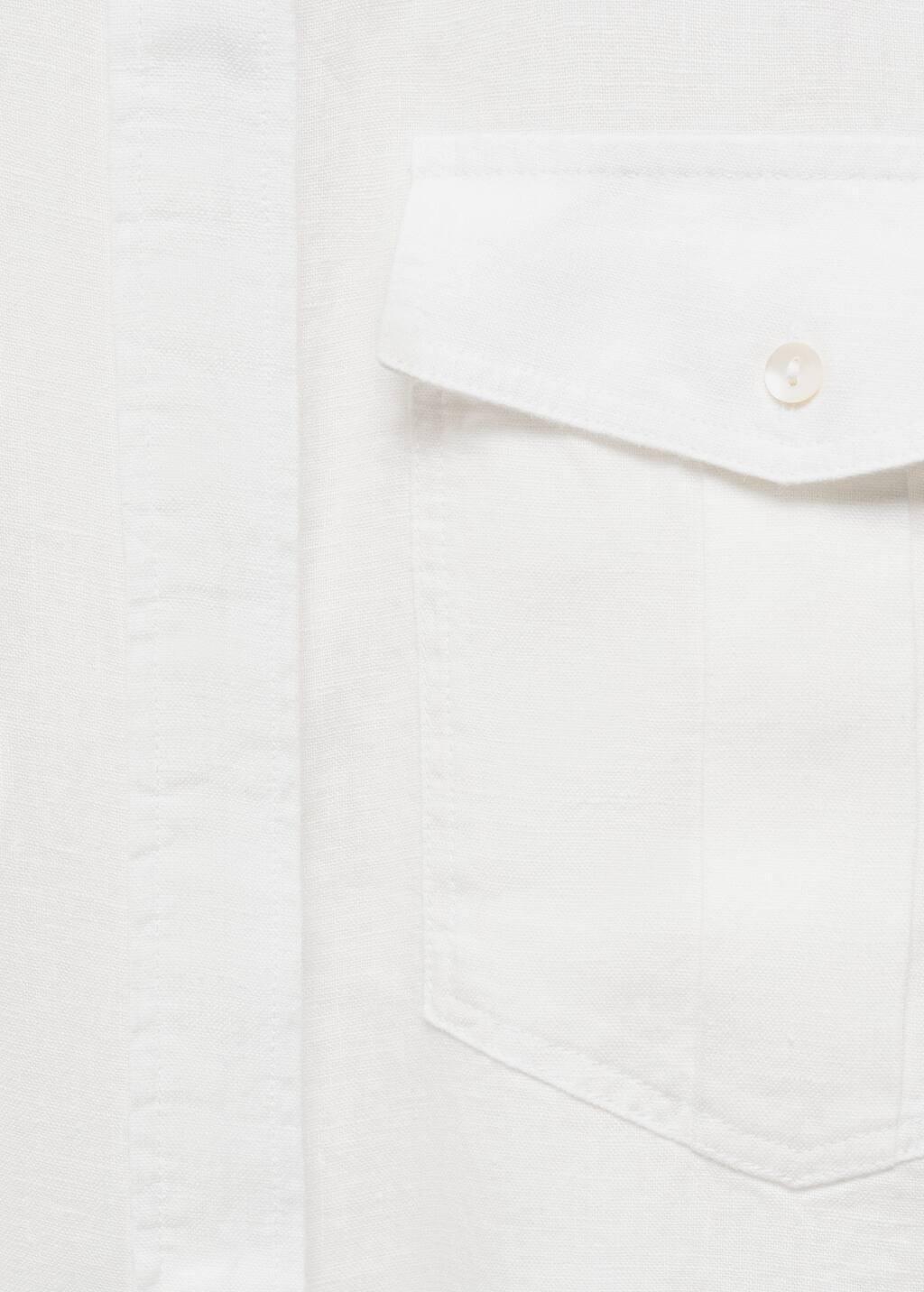 White Pocket Linen Shirt, , large image number 4