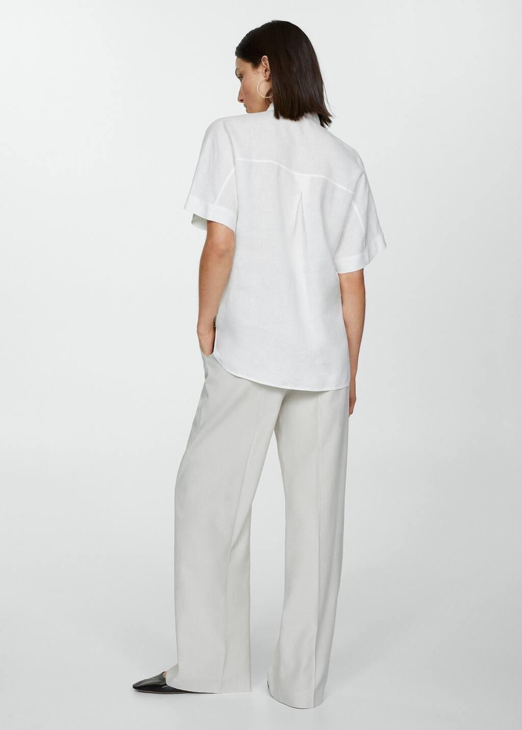 White Pocket Linen Shirt, , large image number 5
