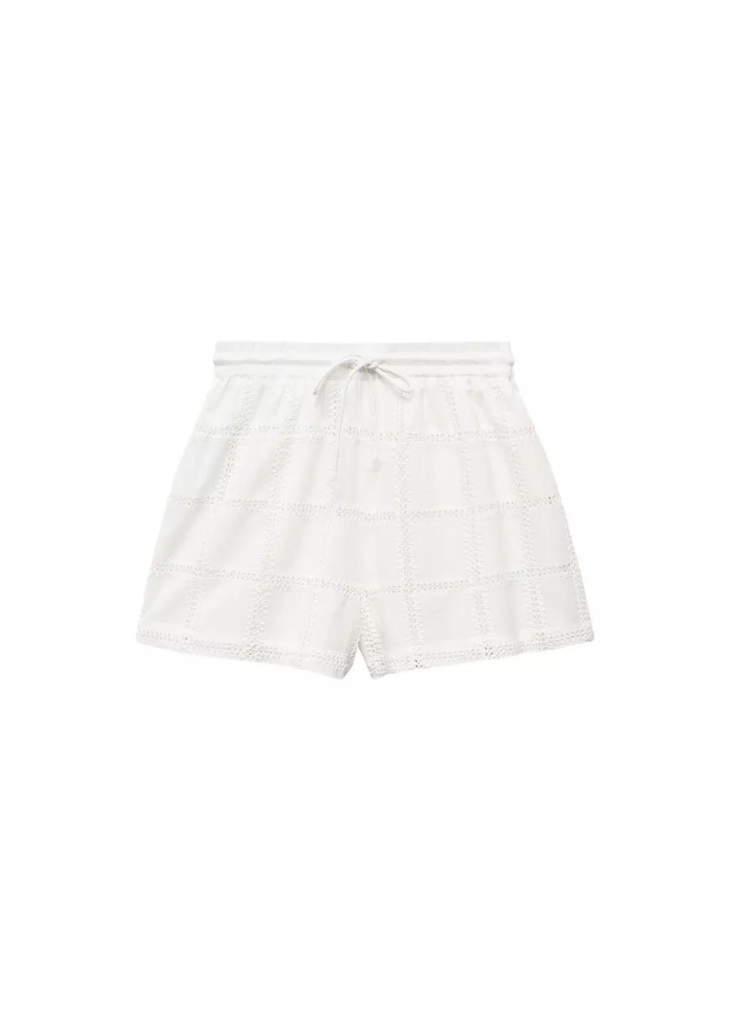 NATURAL WHITE Embroidered shorts with bow, , large image number 3