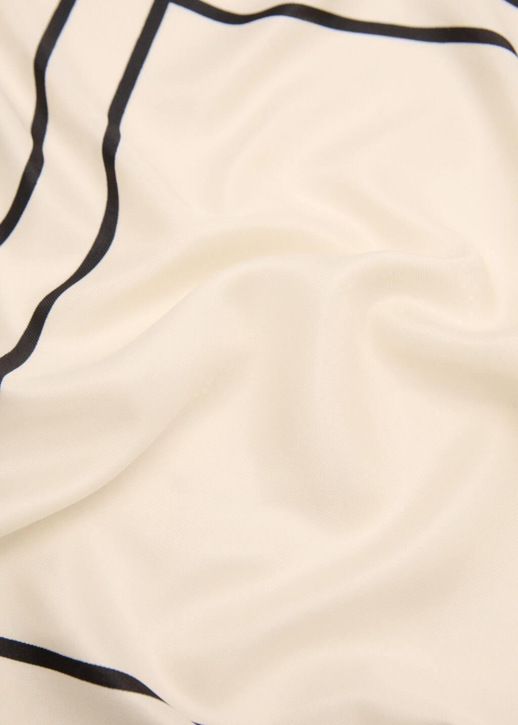 Cream Scarf With Geometric Print Pattern, Light Beige, large image number 1