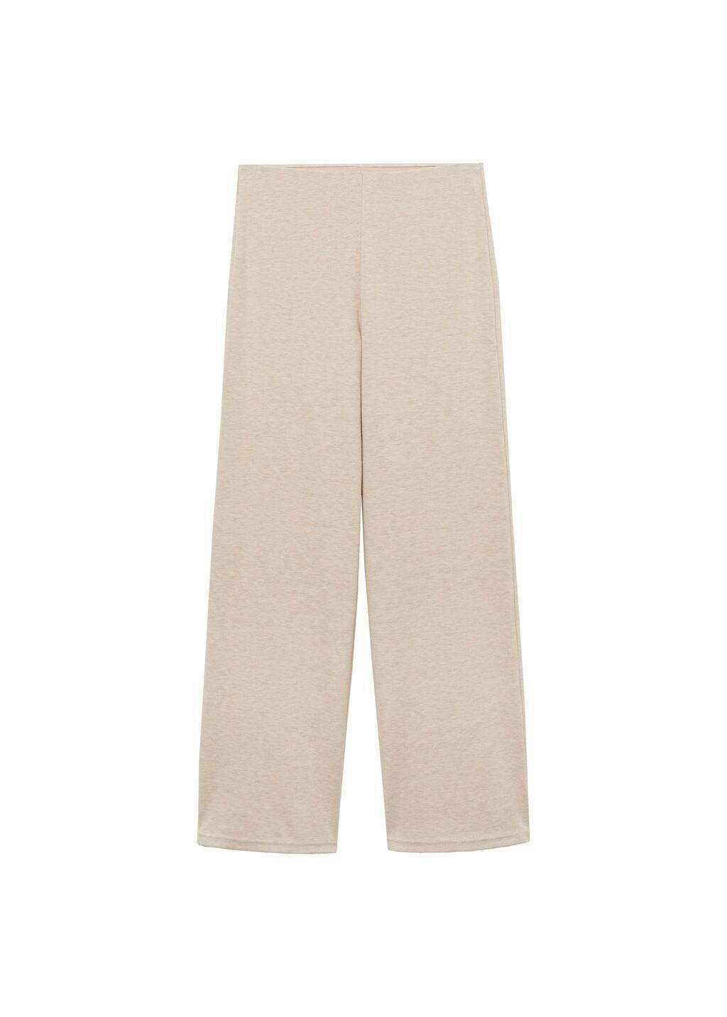 Beige Fine-Knit Wide Leg Trousers, , large image number 2