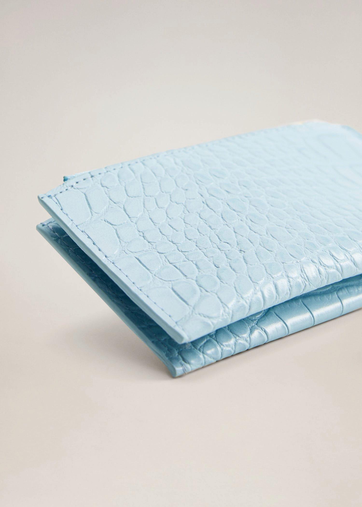 Light Pastel Blue Croc-Effect Zipper Purse, Women, , large image number 2