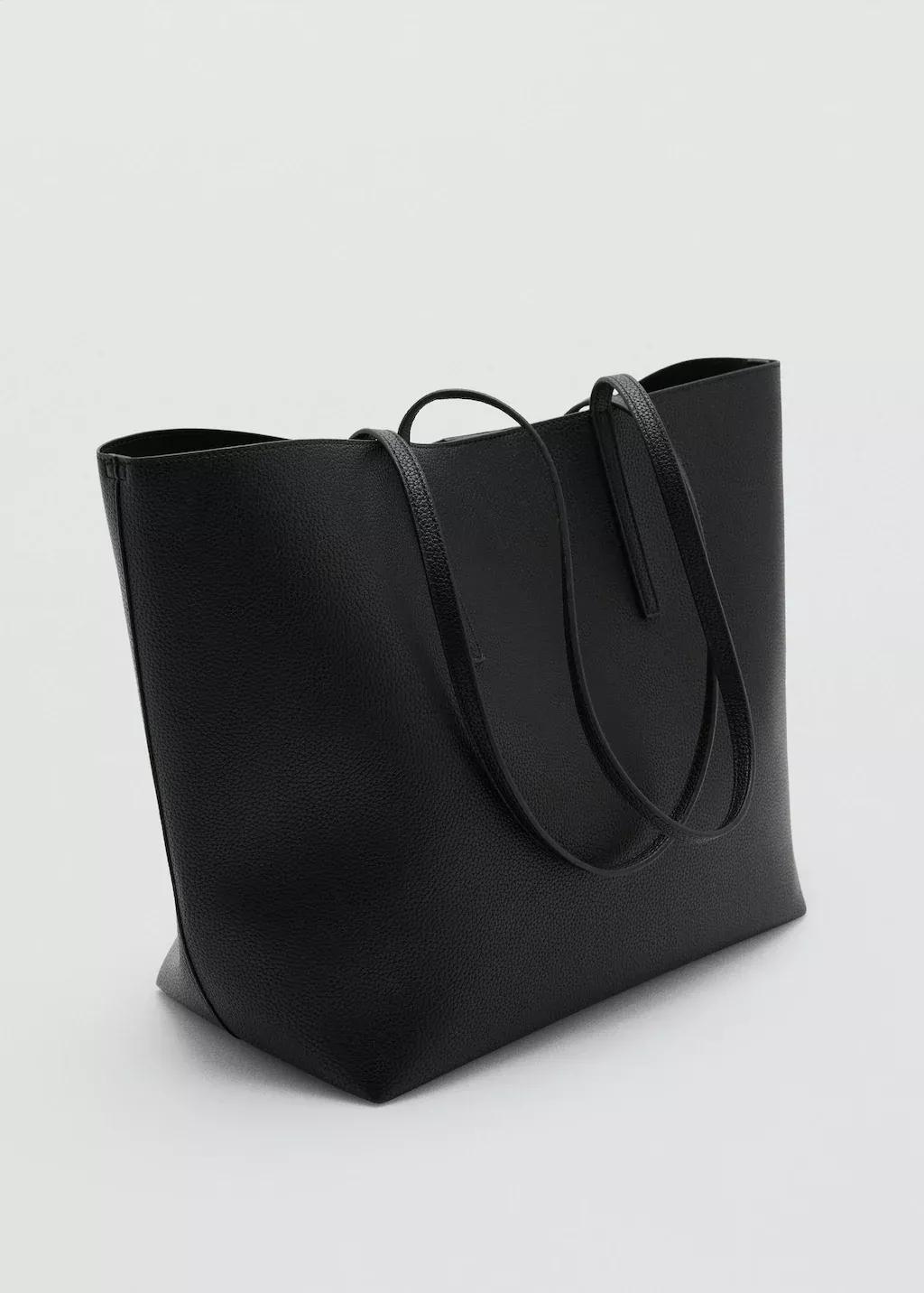 Black Plain Handmade Shopper, , medium