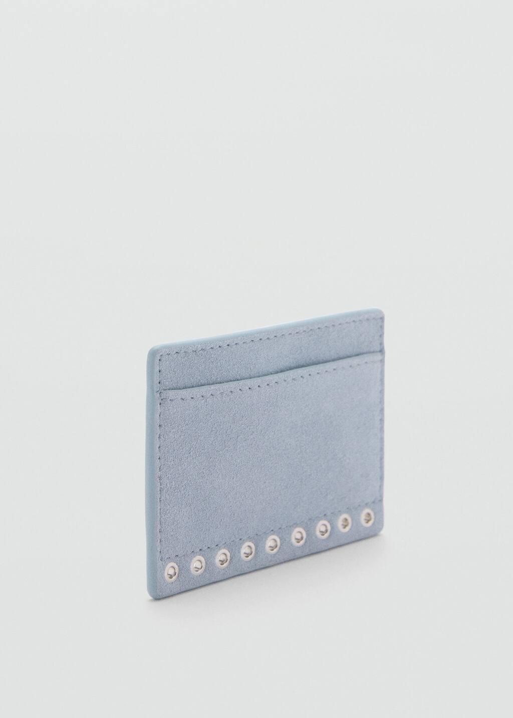 Blue Die-Cut Leather Card Holder, Light-Pastel Blue, large image number 0