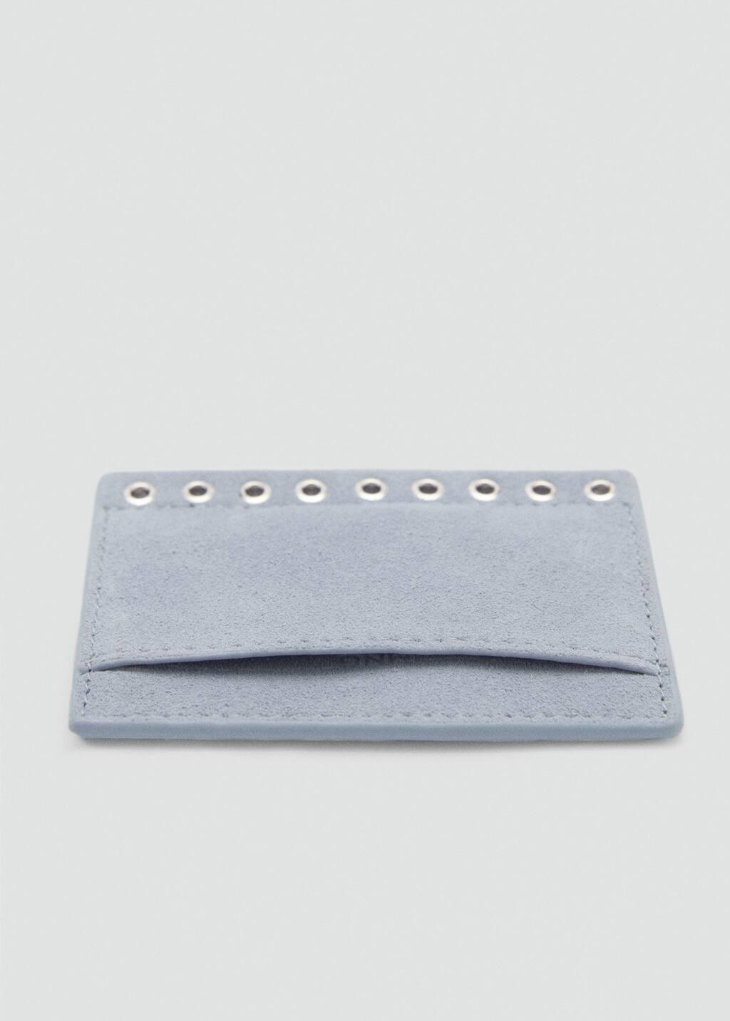 Blue Die-Cut Leather Card Holder, Light-Pastel Blue, large image number 1