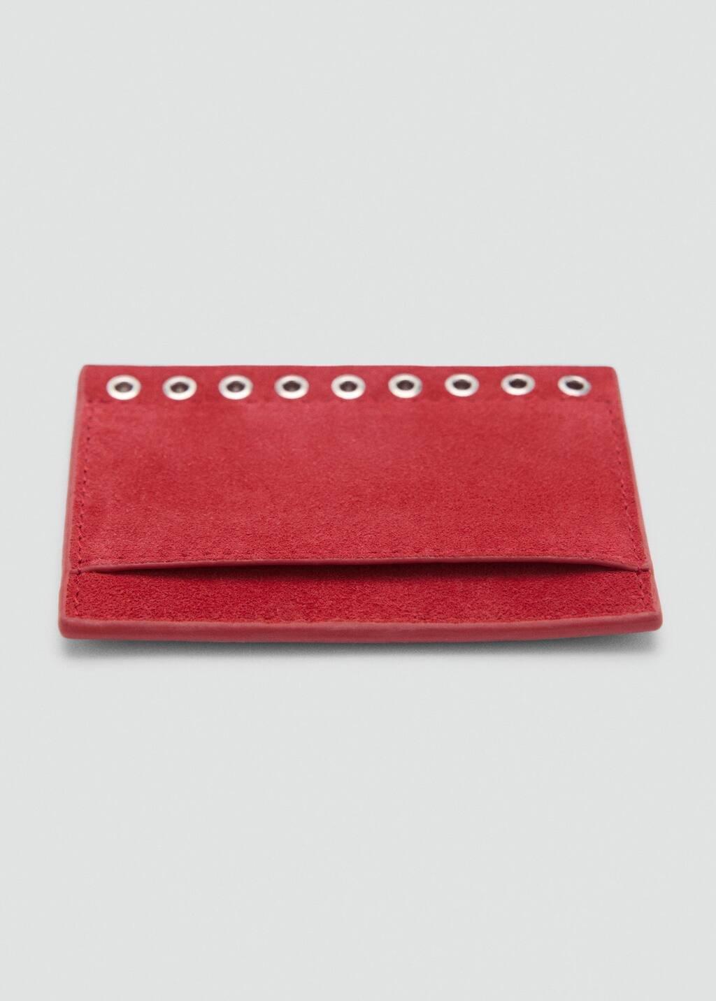 Red Die-Cut Leather Card Holder, Red, large image number 1