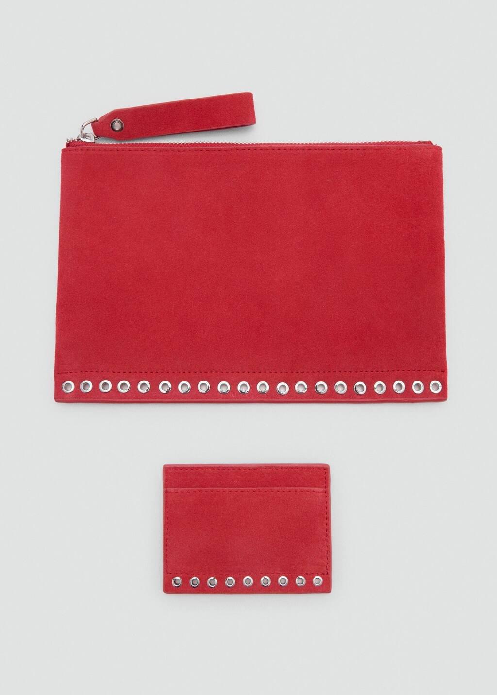 RED Suede die-cut card holder, Red, large image number 2