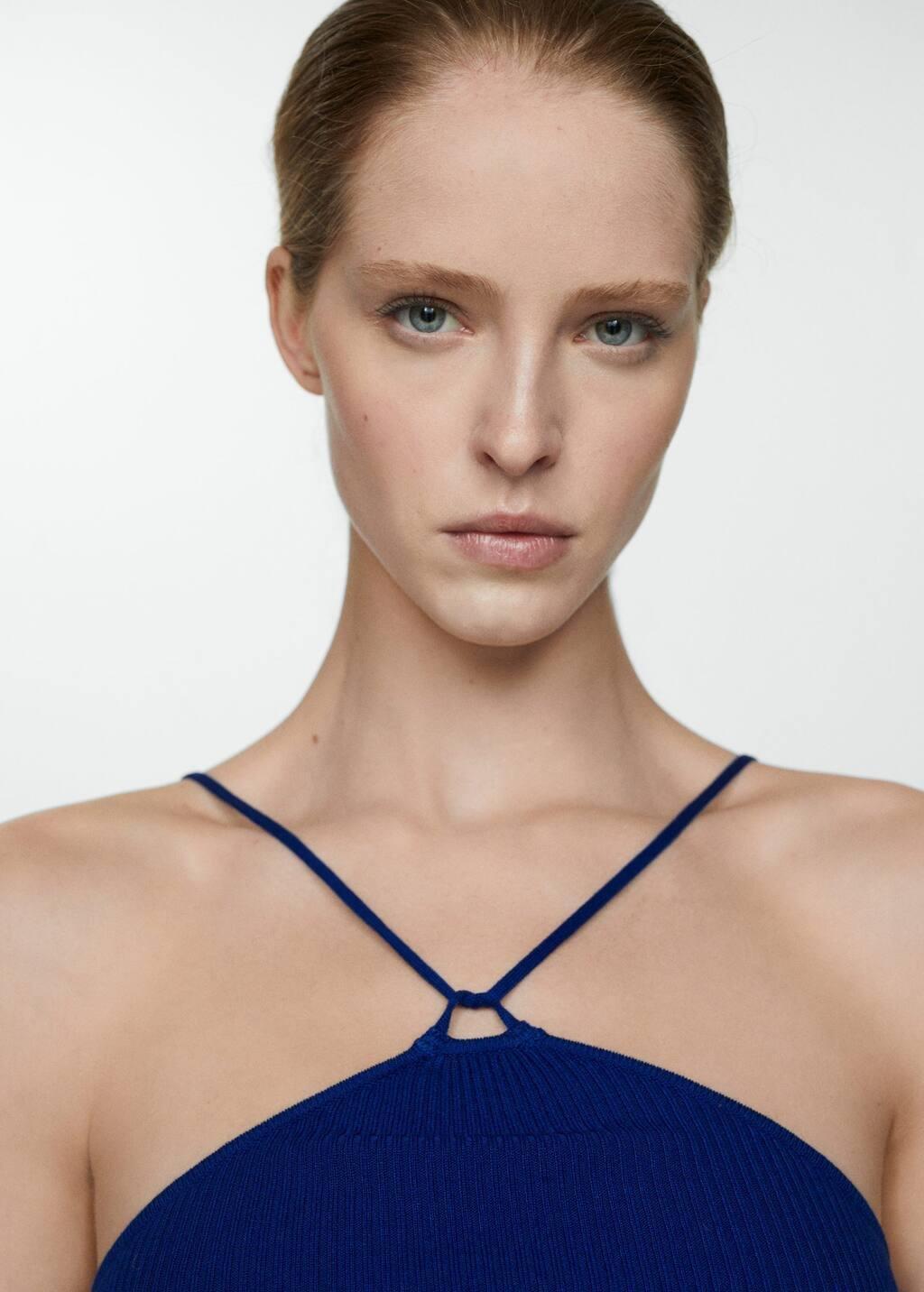 Bright Blue Knitted Top With Metallic Thread, , large image number 1
