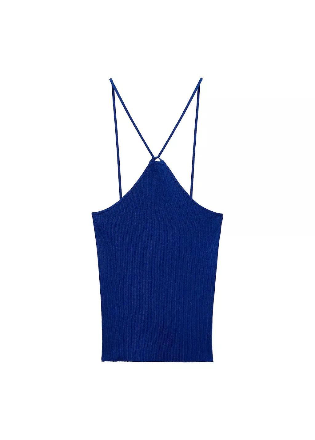 Bright Blue Knitted Top With Metallic Thread, , large image number 3