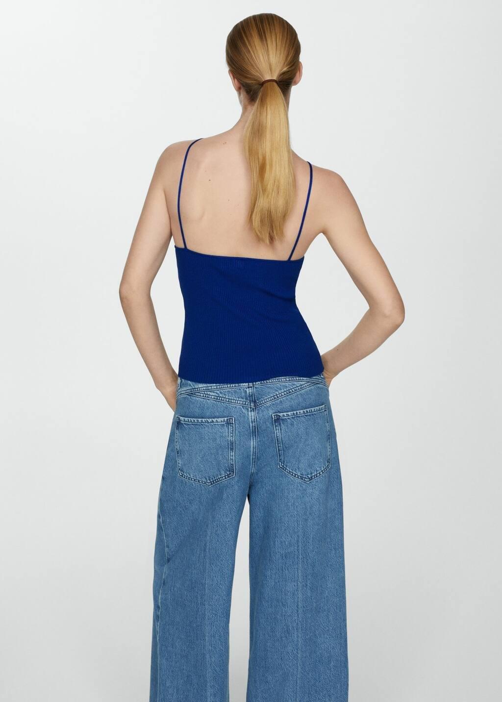 Bright Blue Knitted Top With Metallic Thread, , large image number 5