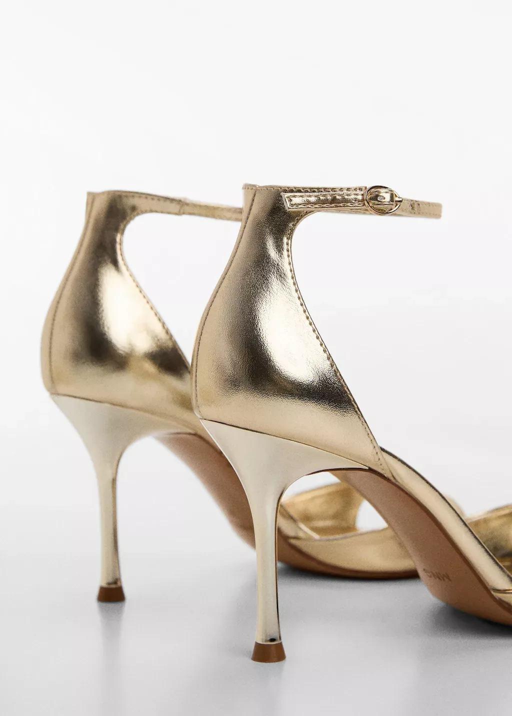 Gold Sandal With Heel In Metallic Look, , large image number 1