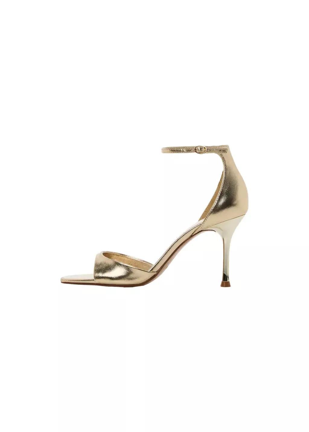 Gold Sandal With Heel In Metallic Look, , large image number 3