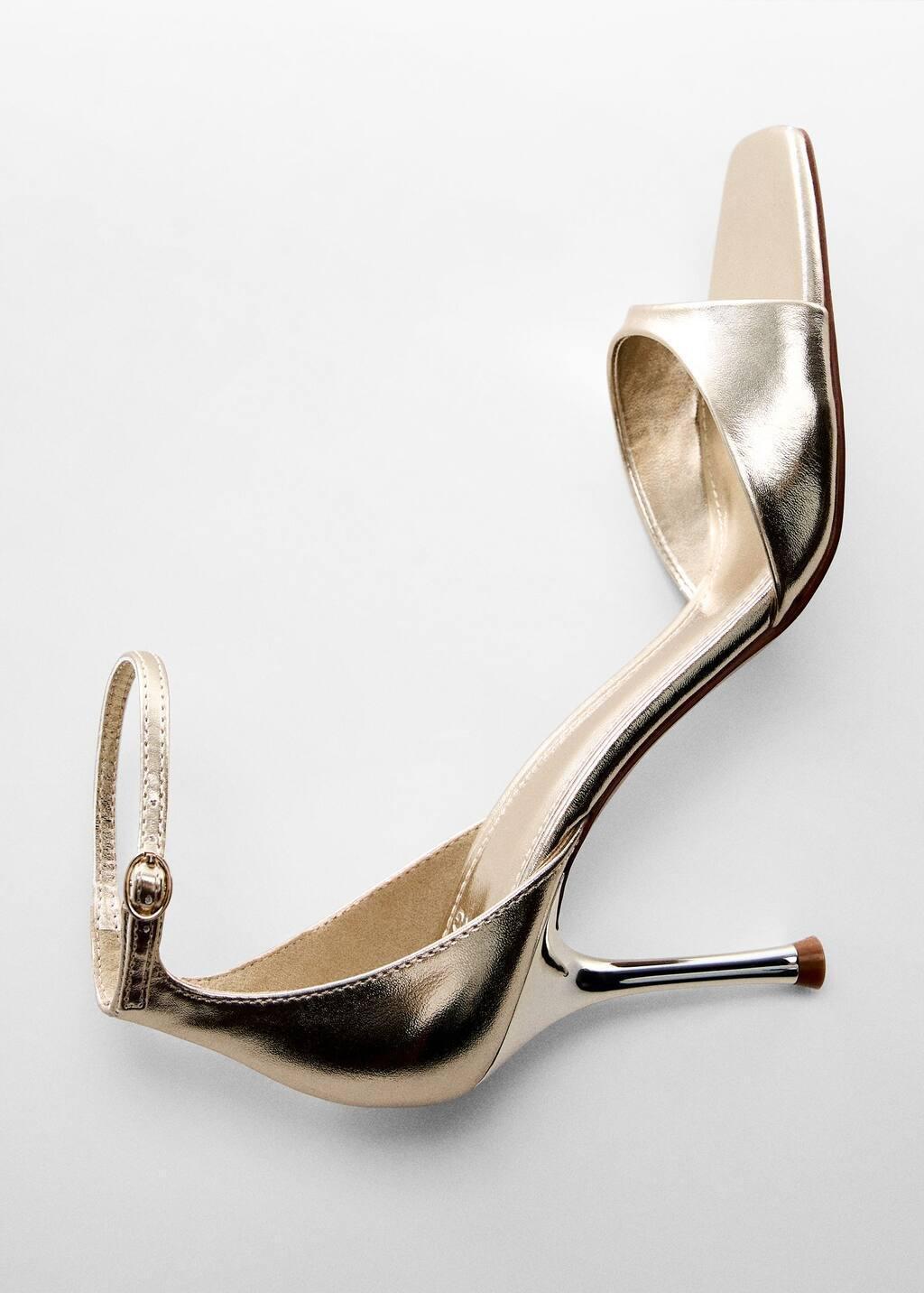 Gold Sandal With Heel In Metallic Look, , large image number 4