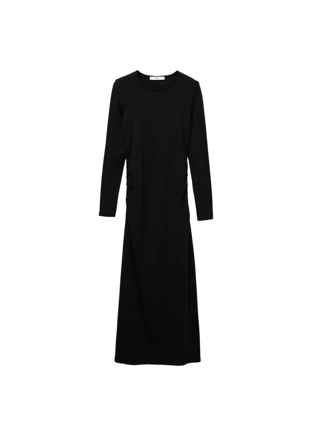 Black Cotton Midi Dress, , large image number 2