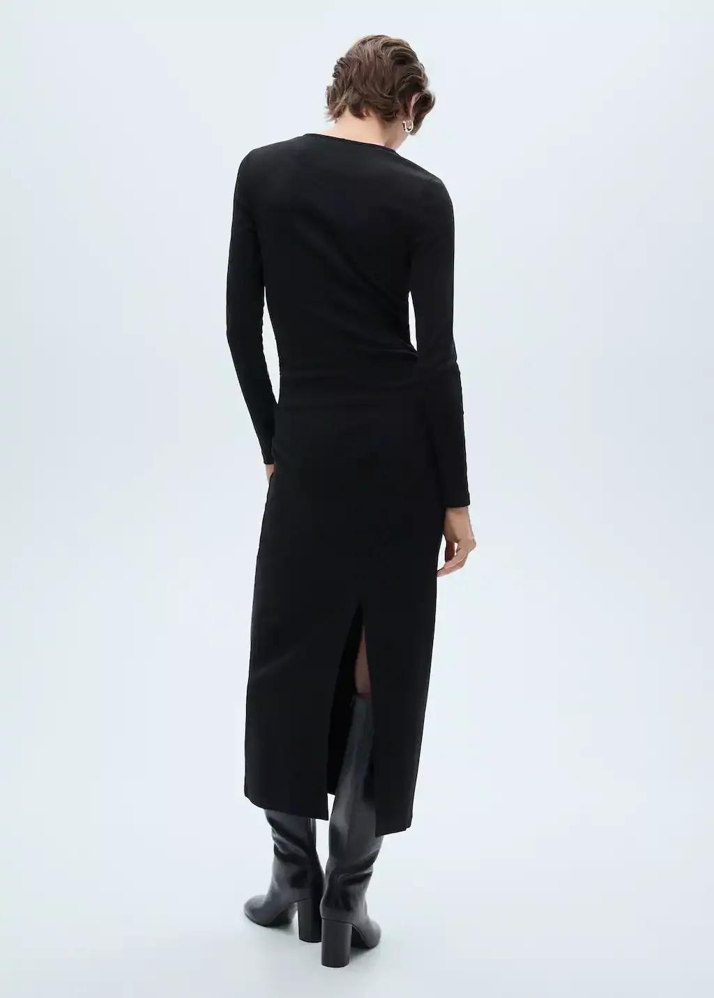 Black Cotton Midi Dress, , large image number 5